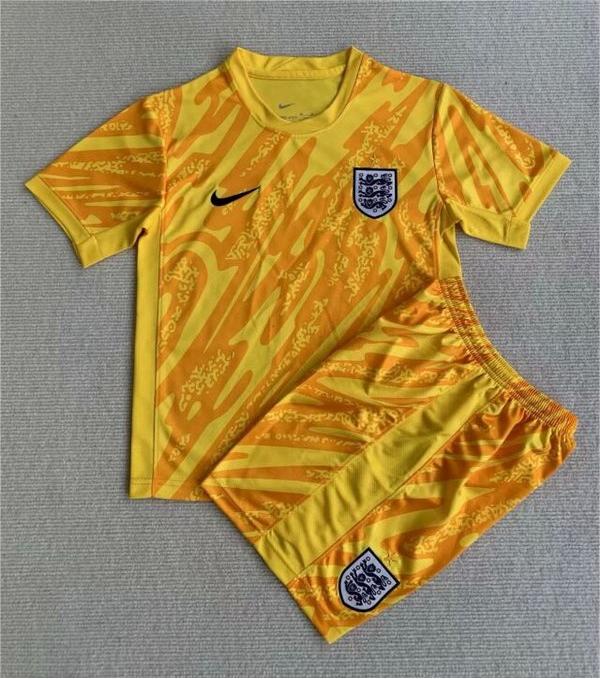Kids-England 2024 Euro GK Yellow Soccer Jersey